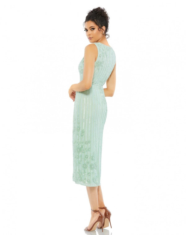 Vestido De Festa Midi Bordado Sem Mangas Mac Duggal
