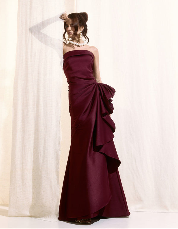 Vestido Longo Zibeline Xscape Marsala Espectro - foto 1