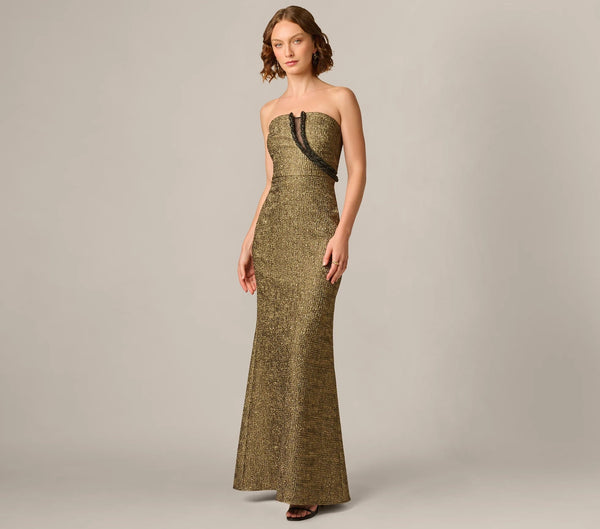Vestido de Festa Longo Metalizado Aidan Mattox