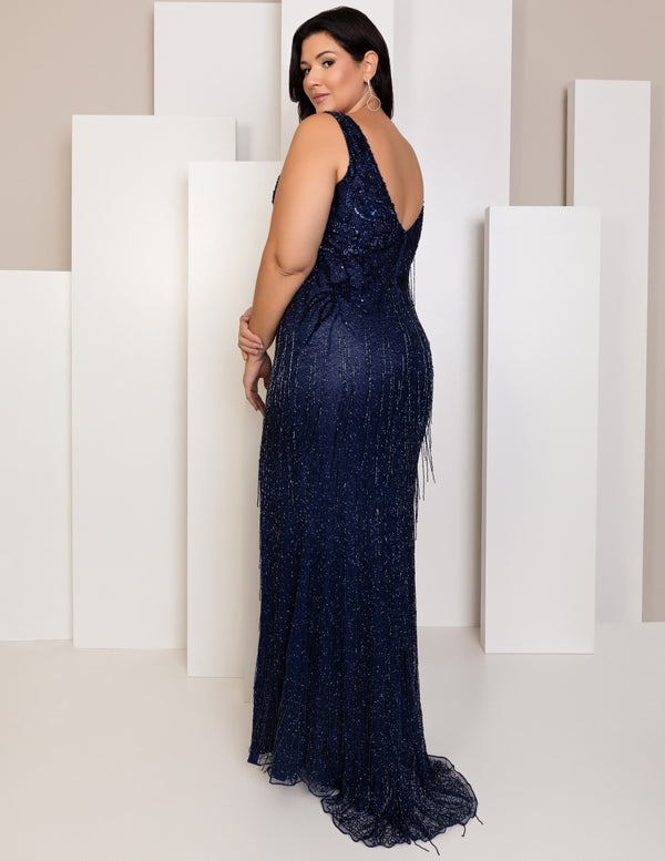 Vestido De Festa Longo Bordado Franjas Primavera