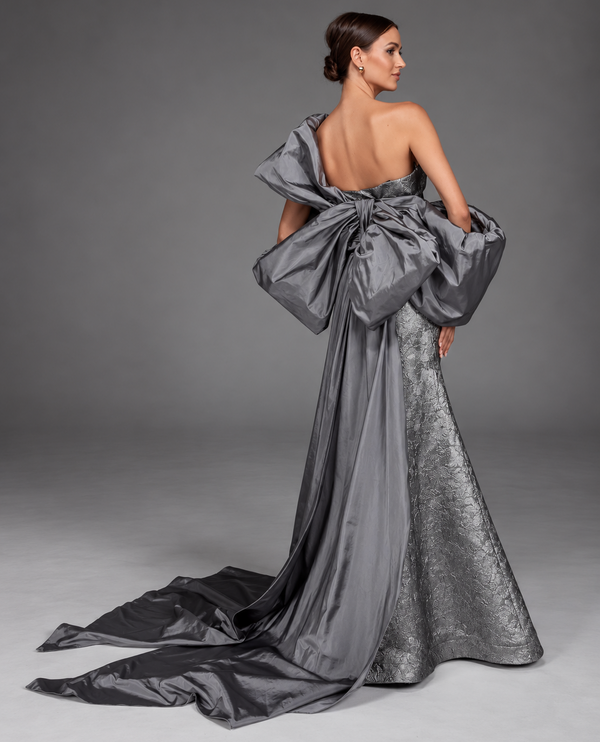 Vestido de Festa Longo Jacquard Metalizado Alyce Paris