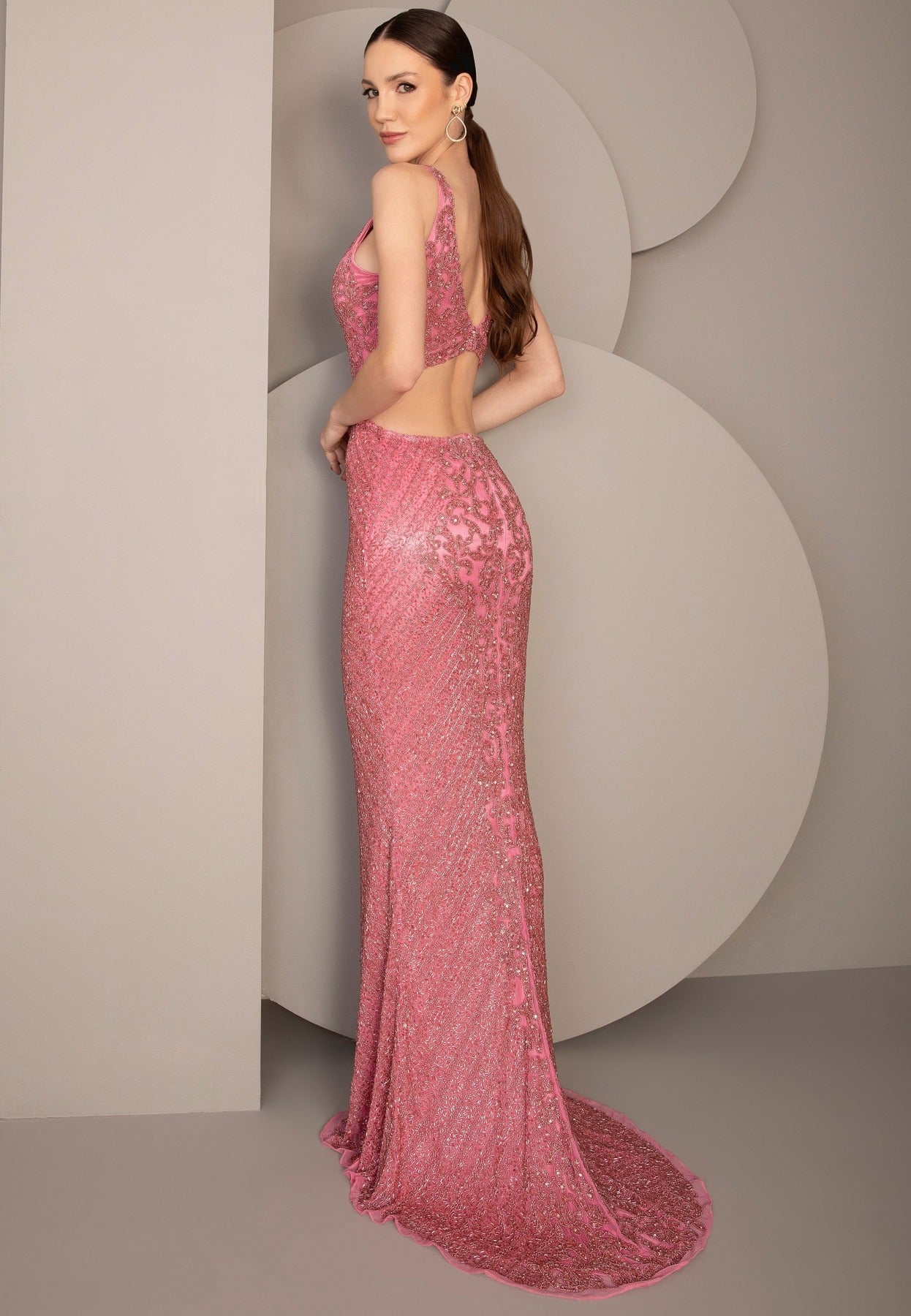 Vestido De Festa Longo Bordado Decote V Primavera