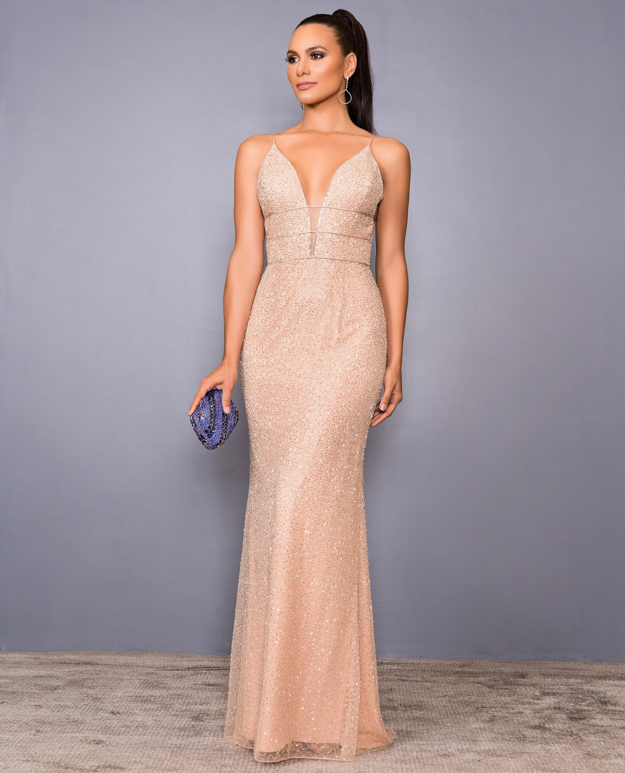 Vestido De Festa Longo Bordado Alça Decote Nas Costas Sherri Hill