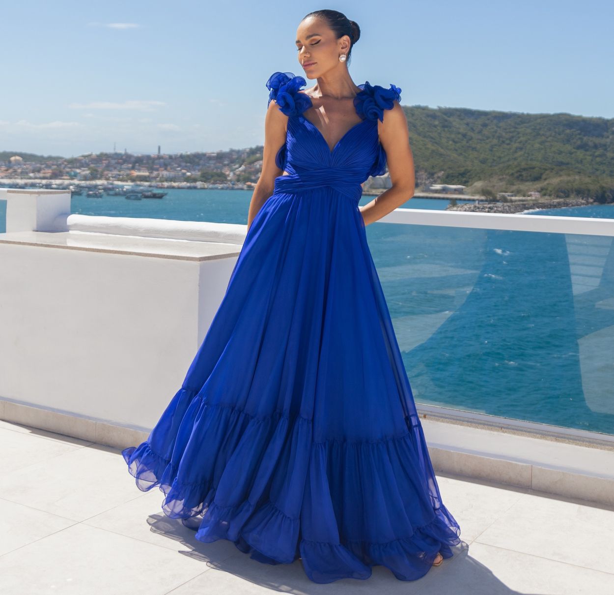 Vestido De Festa Longo Fluído Amarração Costas Mac Duggal