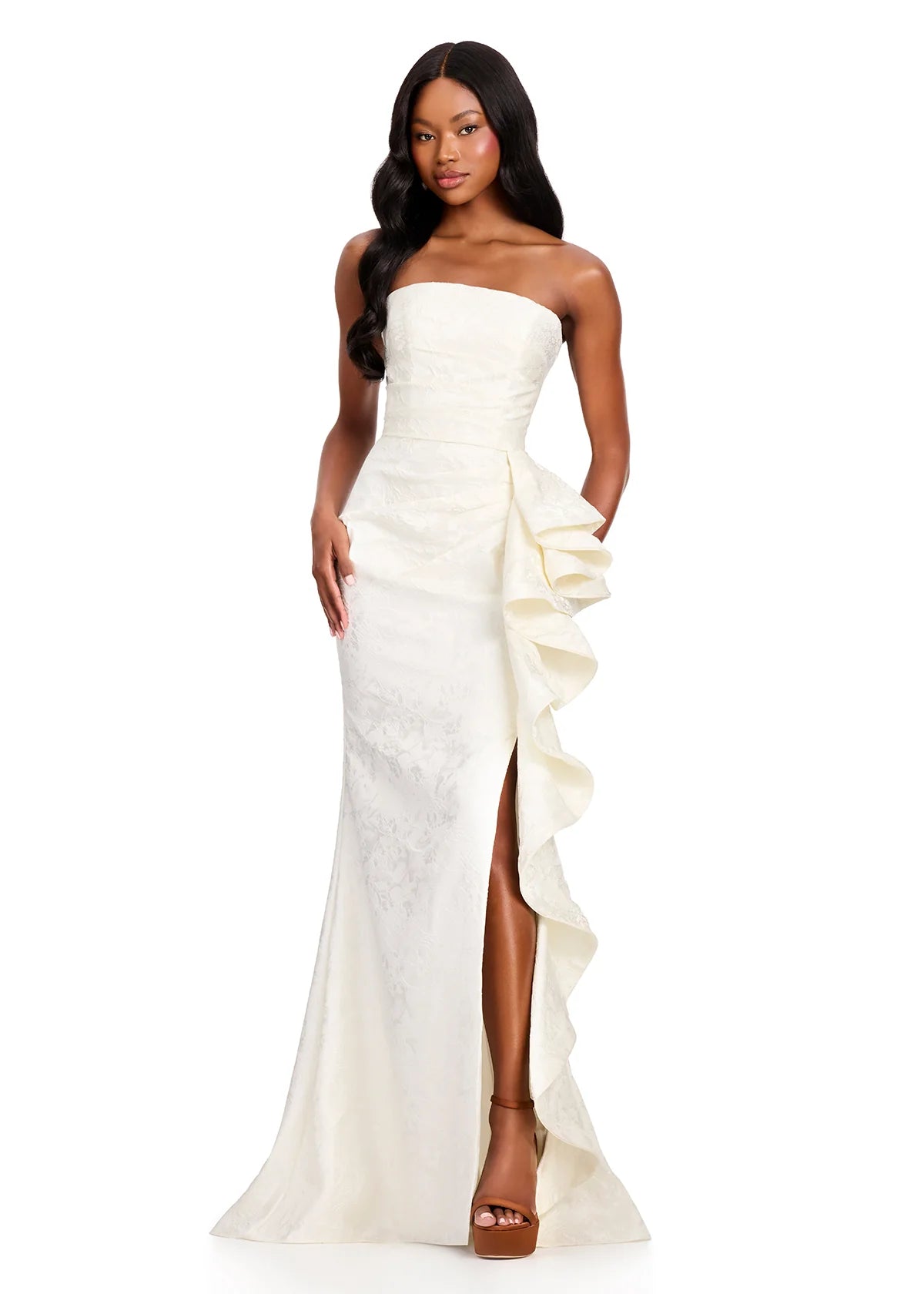 Vestido de Festa Longo Jacquard Ashley Lauren