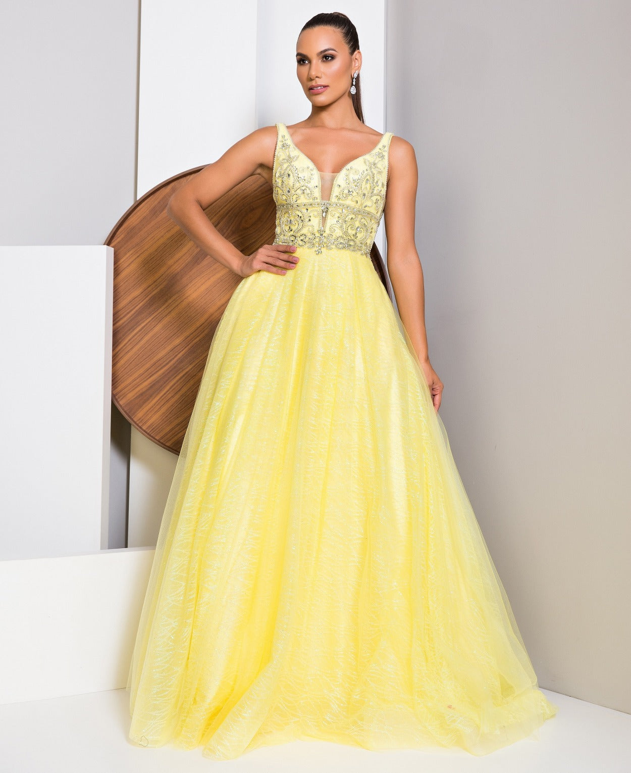 Vestido De Festa Longo Bordado Glitter Colors
