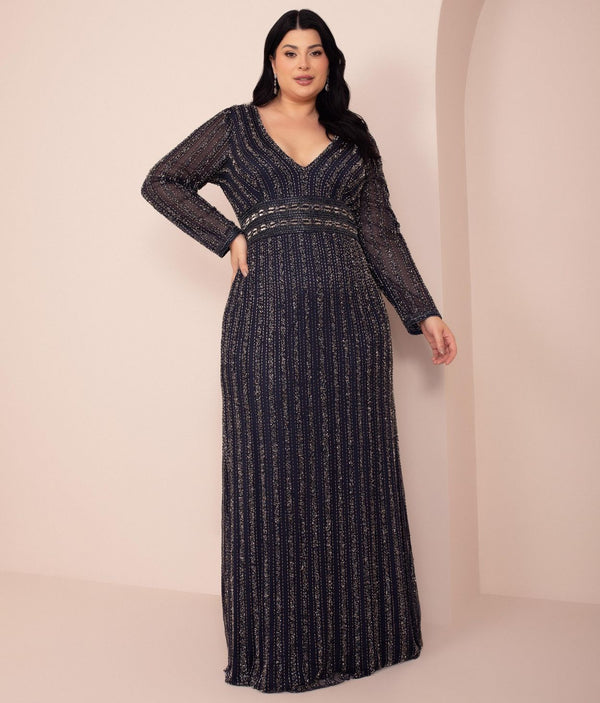 Vestido De Festa Longo Bordado Manga Longa Lara