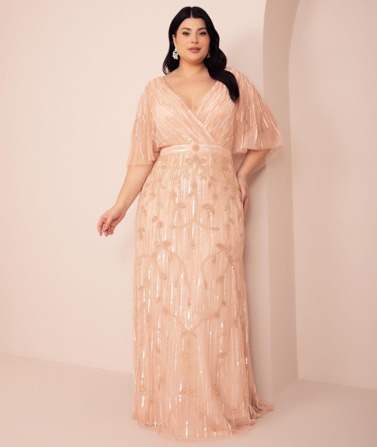 Vestido De Festa Longo Bordado Manga Godê Mac Duggal