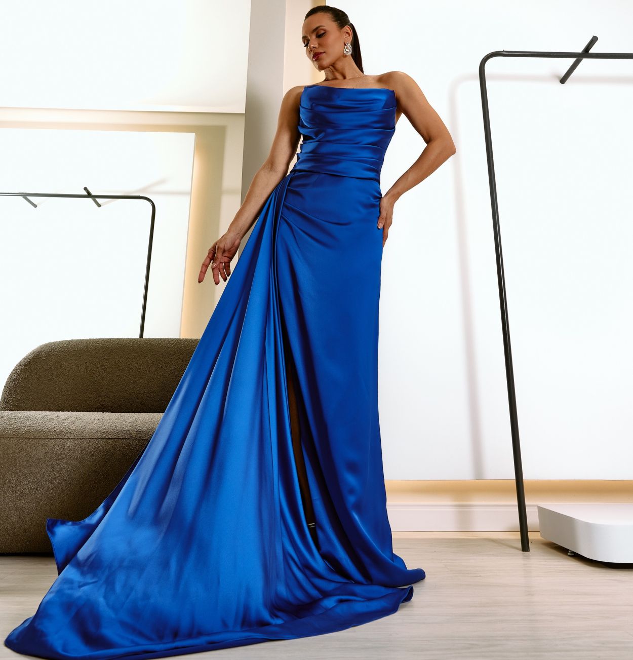 Vestido De Festa Longo Fenda Tarik Ediz