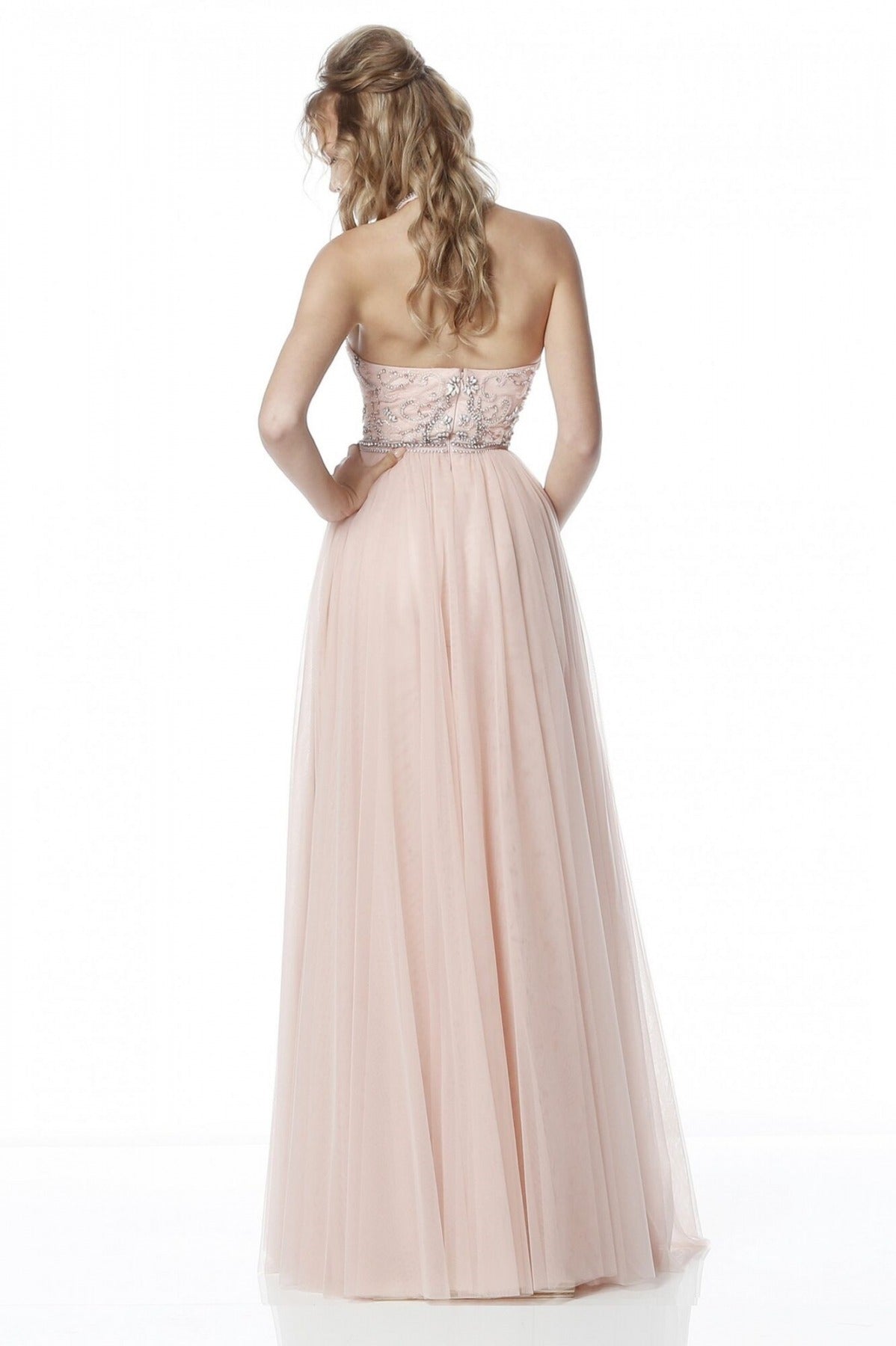 Vestido De Festa Longo Bordado Frente Única Tule Sherri Hill