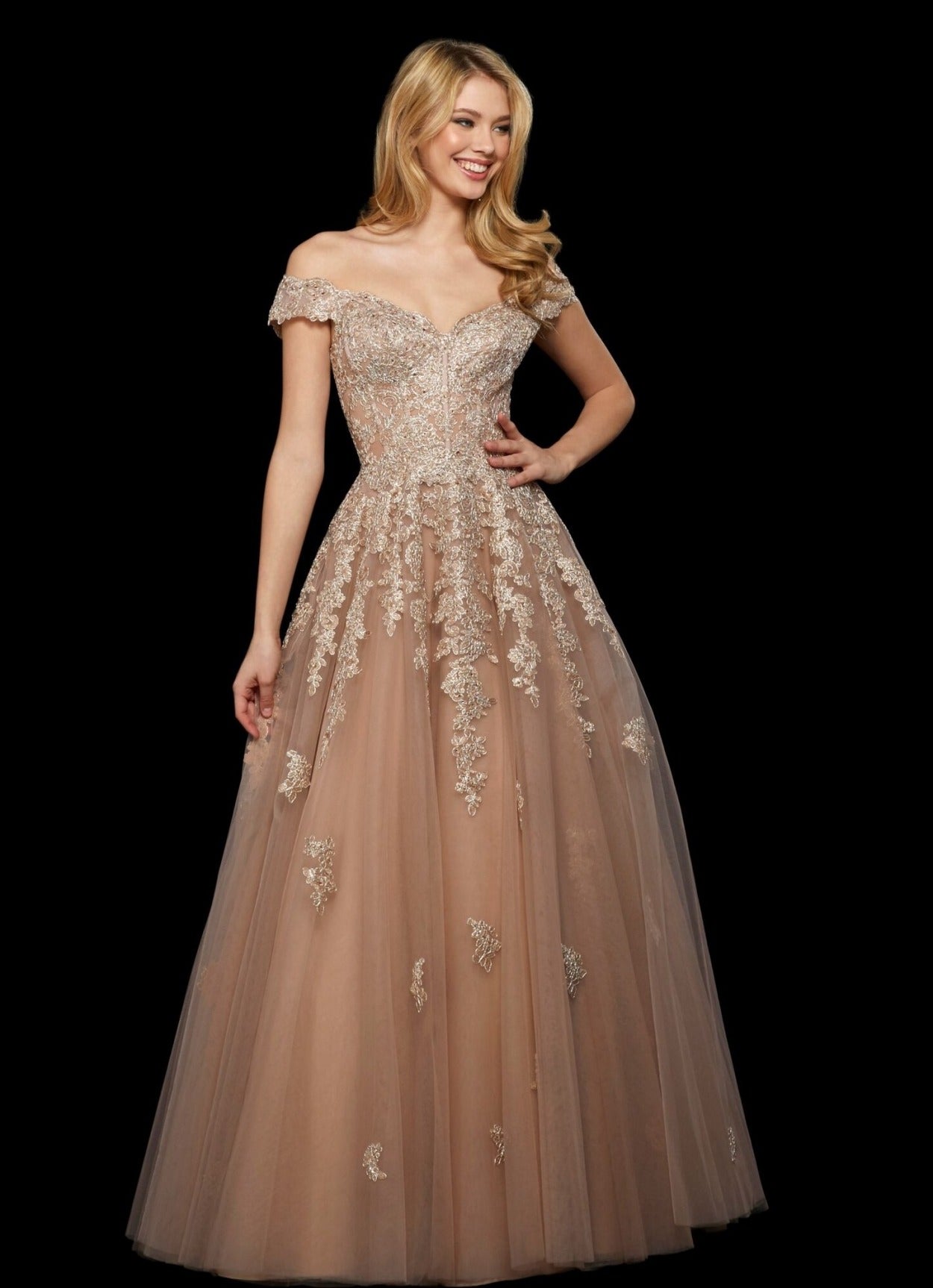 Vestido De Festa Longo Renda Ombro A Ombro Sherri Hill
