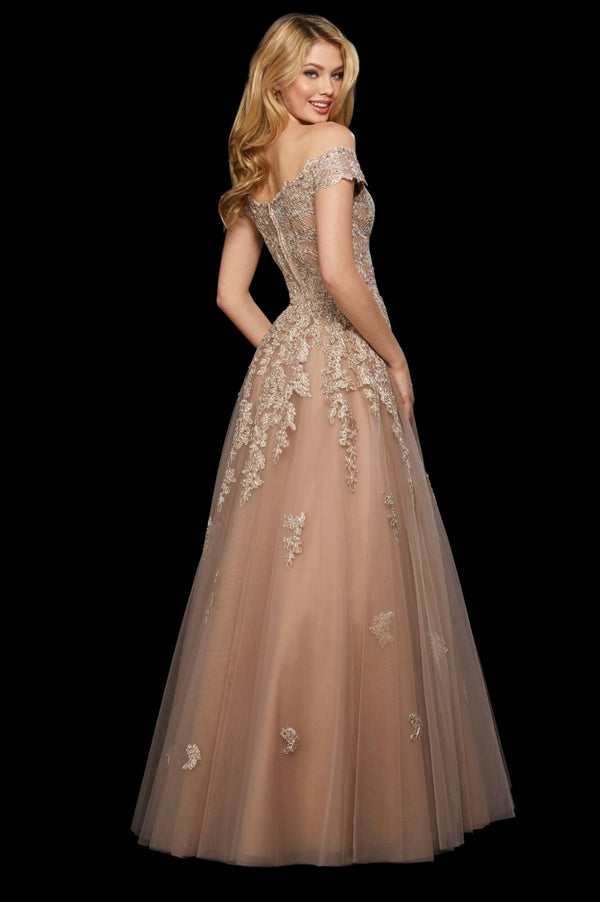 Vestido De Festa Longo Renda Ombro A Ombro Sherri Hill