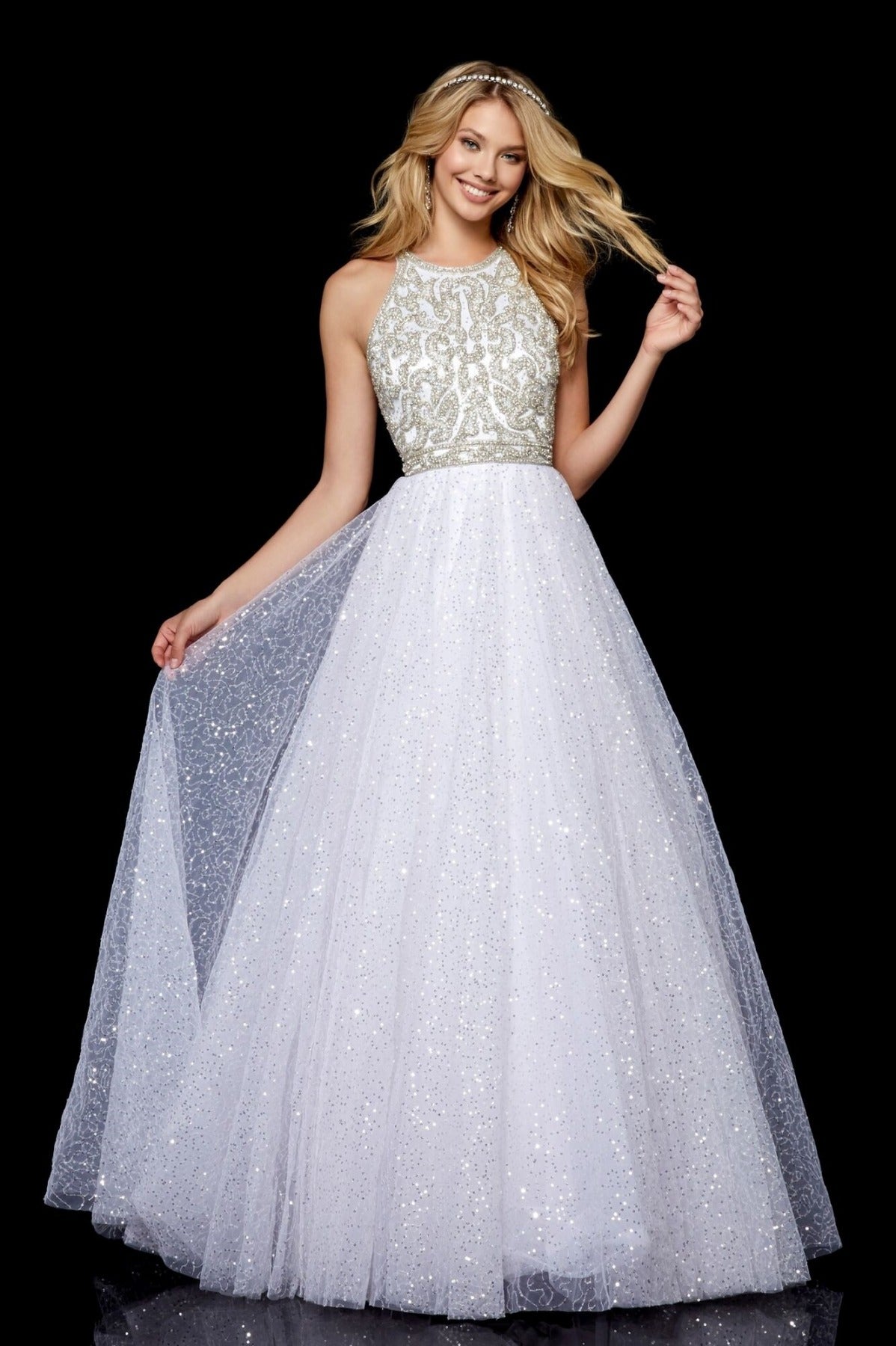 Vestido De Festa Longo Bordado Saia Paetê Sherri Hill