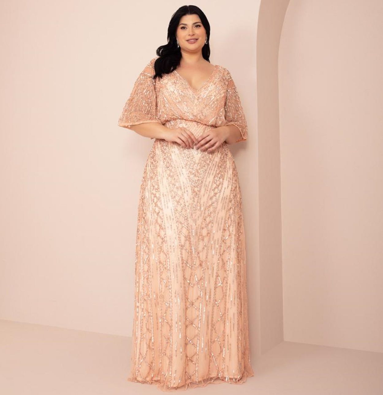 Vestido De Festa Longo Bordado Manga Godê Blusê Primavera