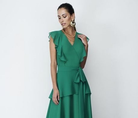 Vestido De Festa Longo Fluído Peplun Kalandra