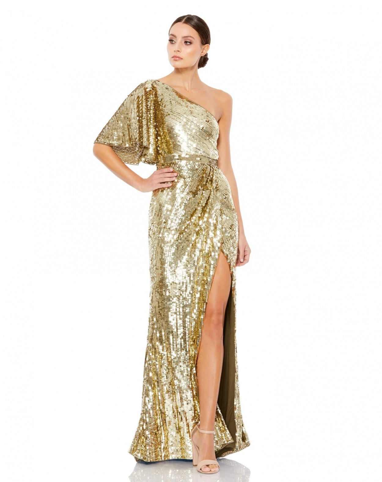 Vestido De Festa Longo Assimétrico Paetê Mac Duggal