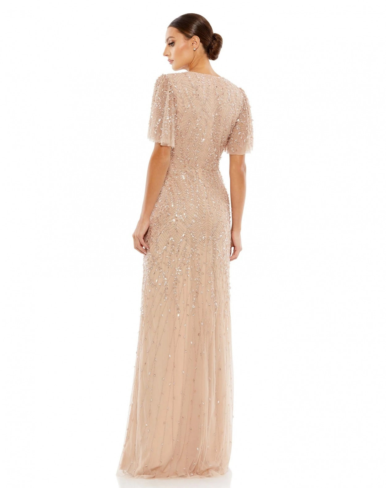 Vestido De Festa Longo Bordado Manga Godê Mac Duggal
