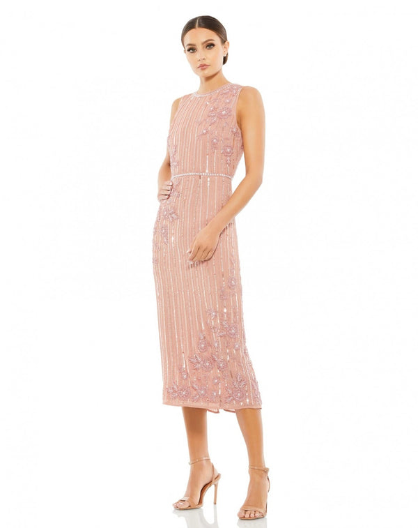 Vestido De Festa Midi Bordado Sem Mangas Mac Duggal