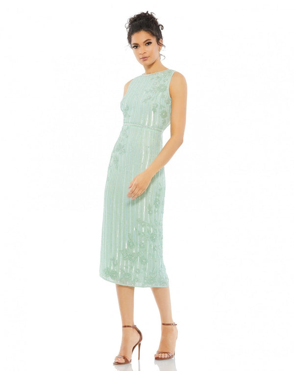 Vestido De Festa Midi Bordado Sem Mangas Mac Duggal