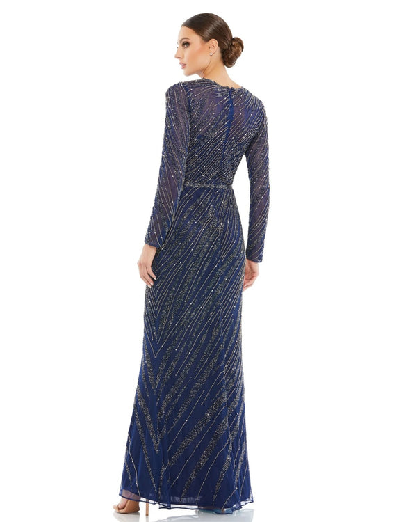 Vestido De Festa Longo Bordado Manga Longa Mac Duggal