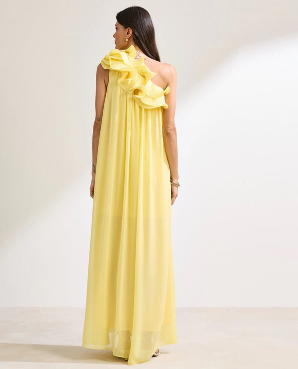 Vestido Longo Concept Fúcsia e Amarelo - foto 2