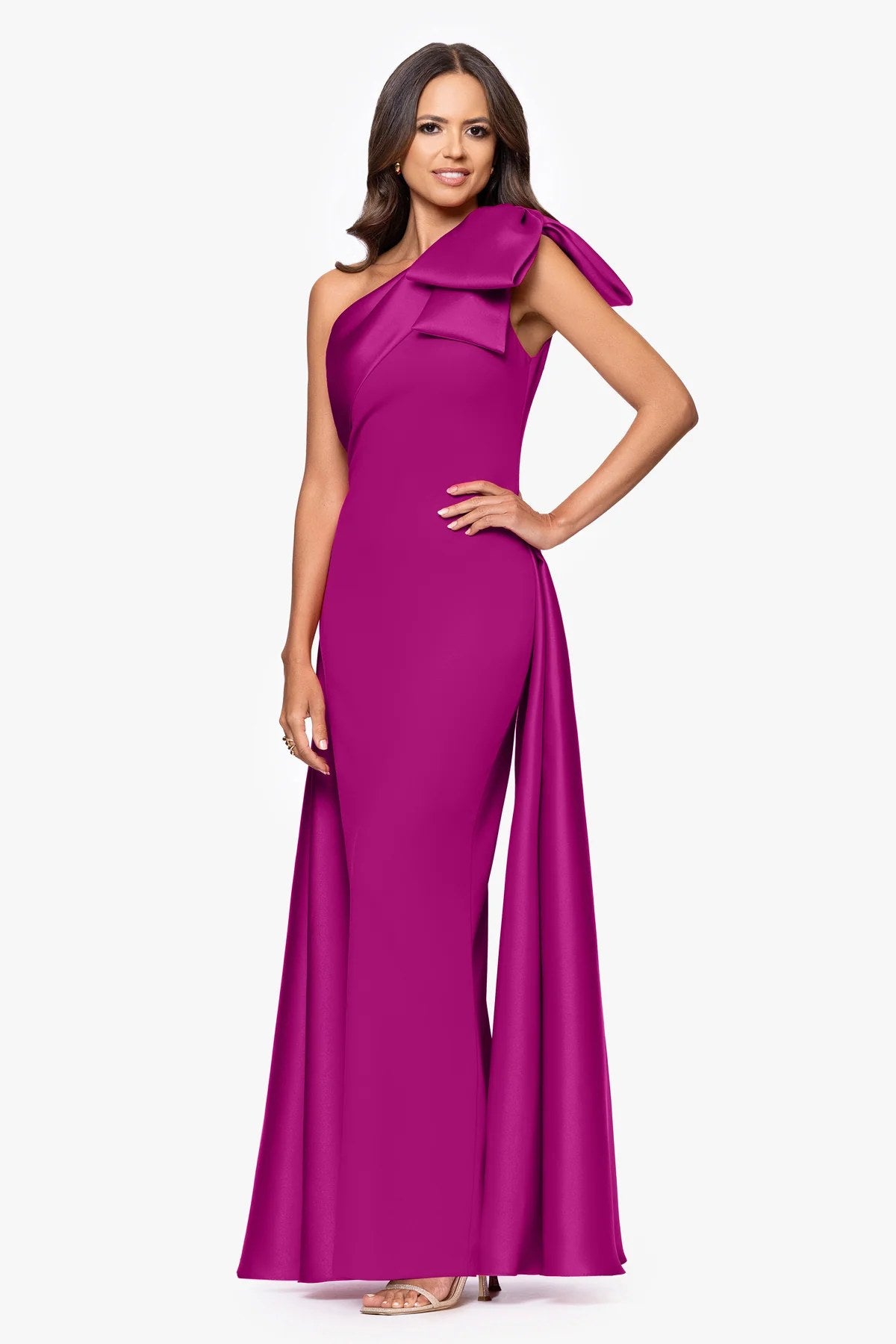 Vestido Longo Ombro Só Betsy & Adam Fúcsia - foto 1