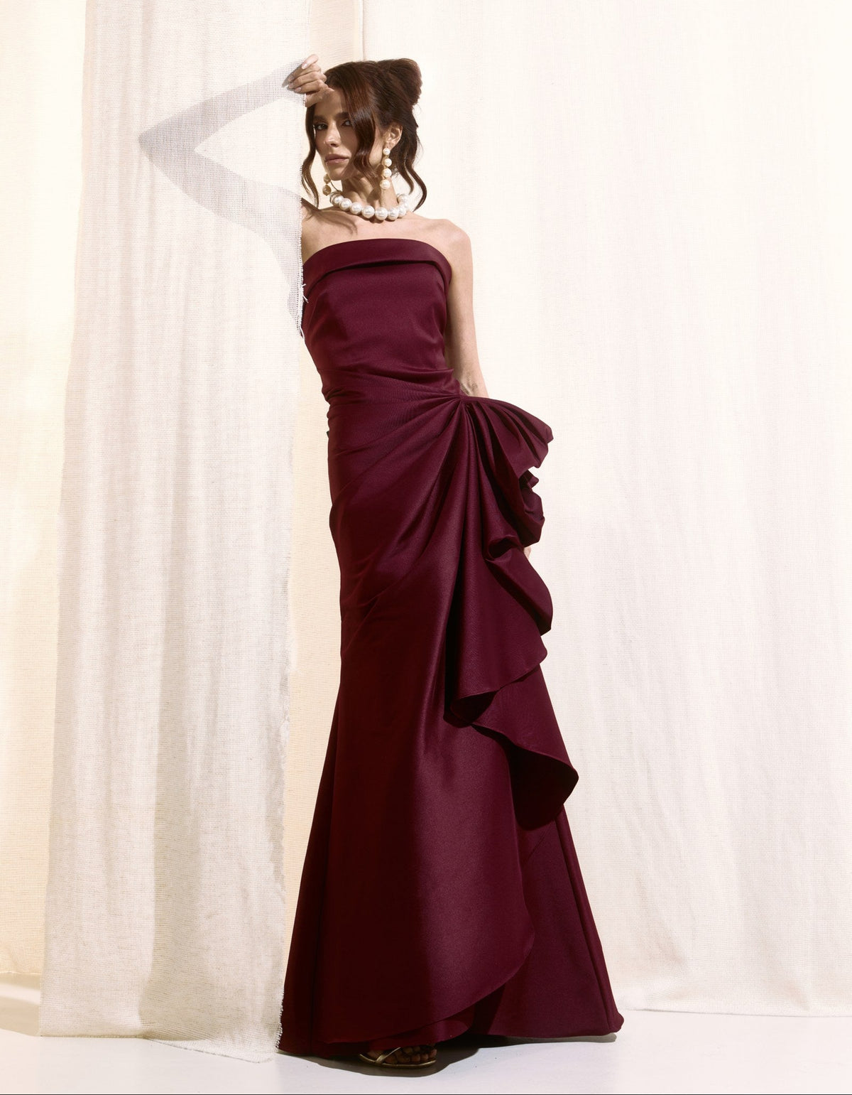Vestido Longo Zibeline Xscape Marsala Espectro - foto 1