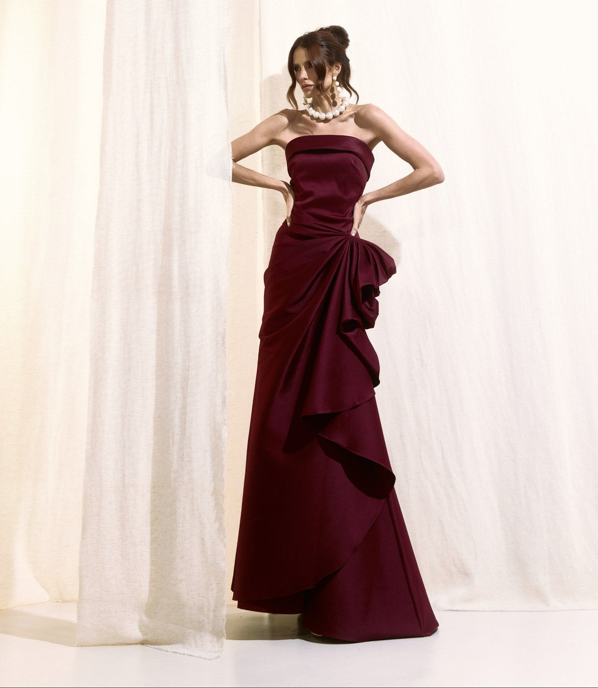 Vestido Longo Zibeline Xscape Marsala Espectro - foto 3