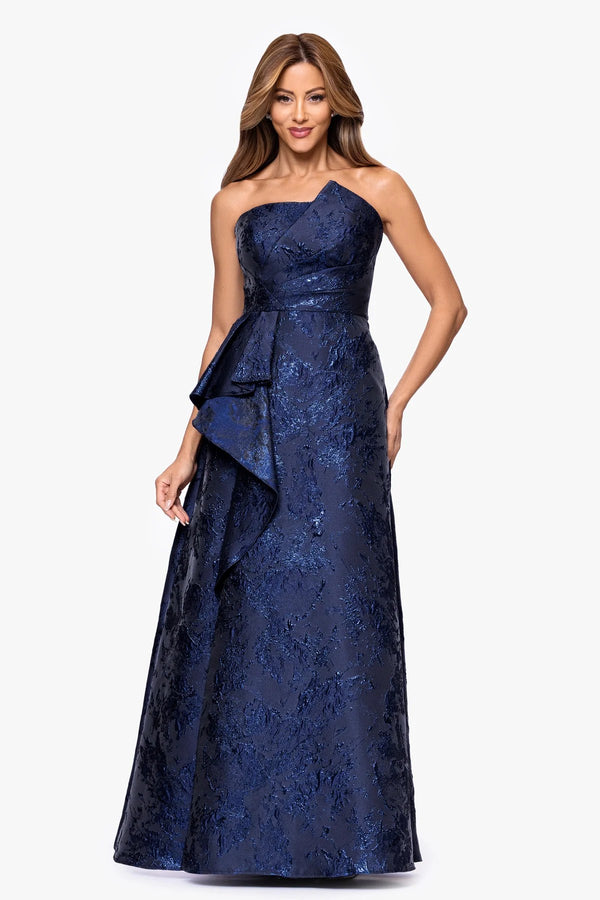 Vestido Longo Jacquard Xscape Azul Marinho - foto 2