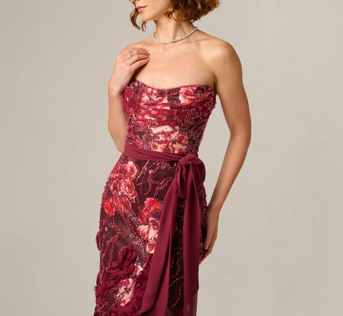 Vestido de Festa Longo Estampado Aidan Mattox