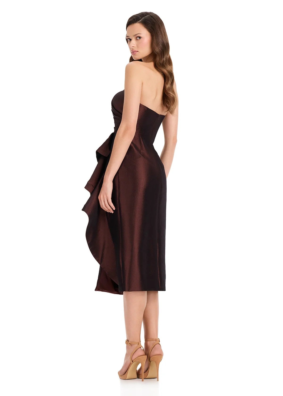 Vestido Midi Tafetá Ashley Lauren Marrom - foto 1