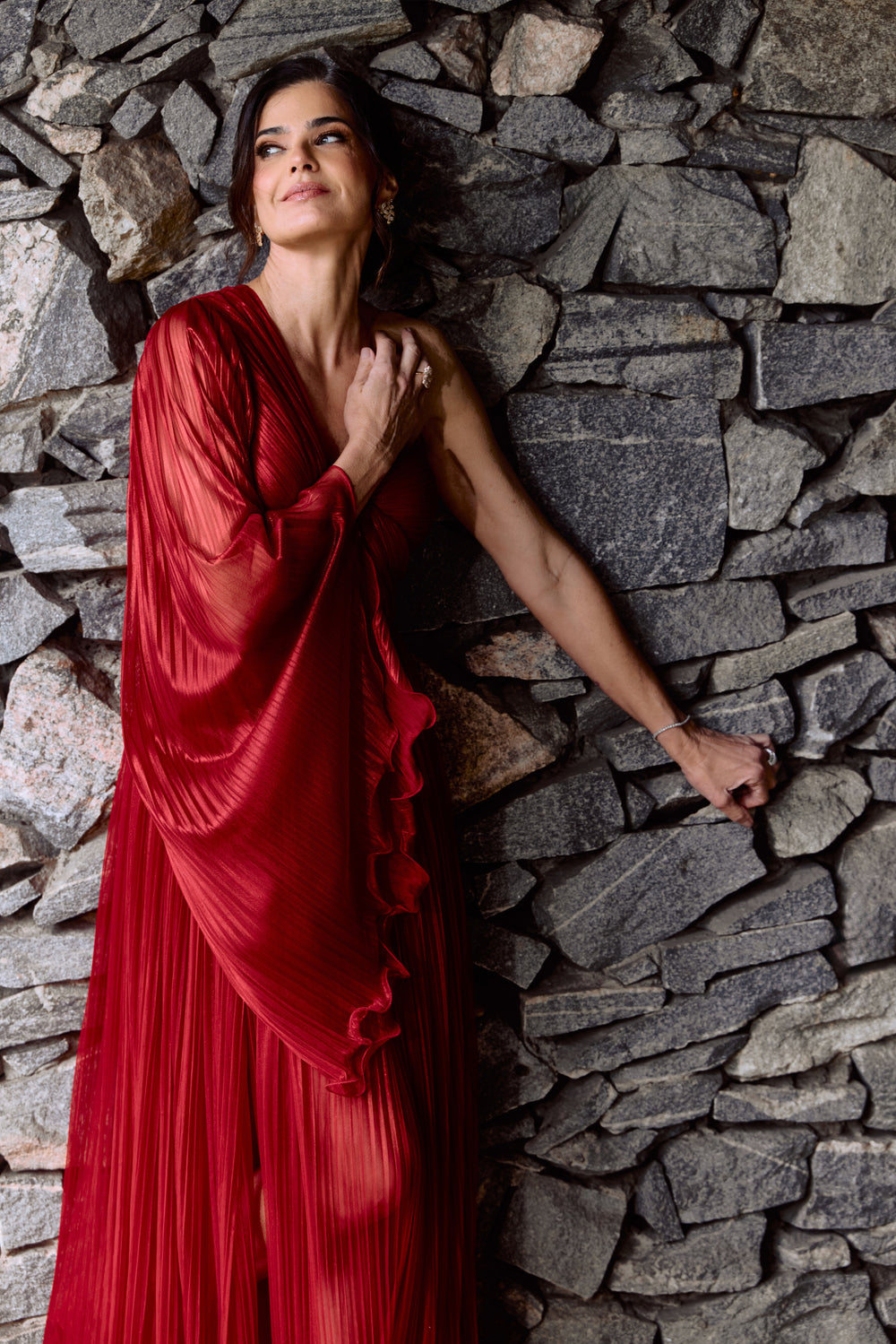 Vestido de Festa Longo Anita Tarik Ediz Vermelho - foto 5