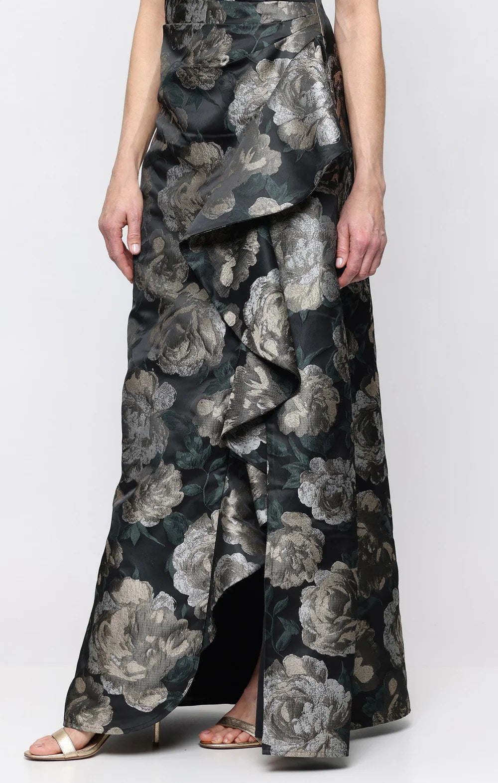 Vestido Longo Jacquard Alex Evenings Preto - foto 3