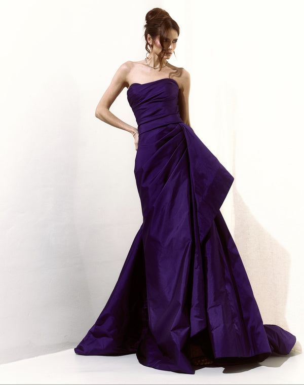 Vestido Longo Tafetá Tarik Ediz Roxo Espectro - foto 5