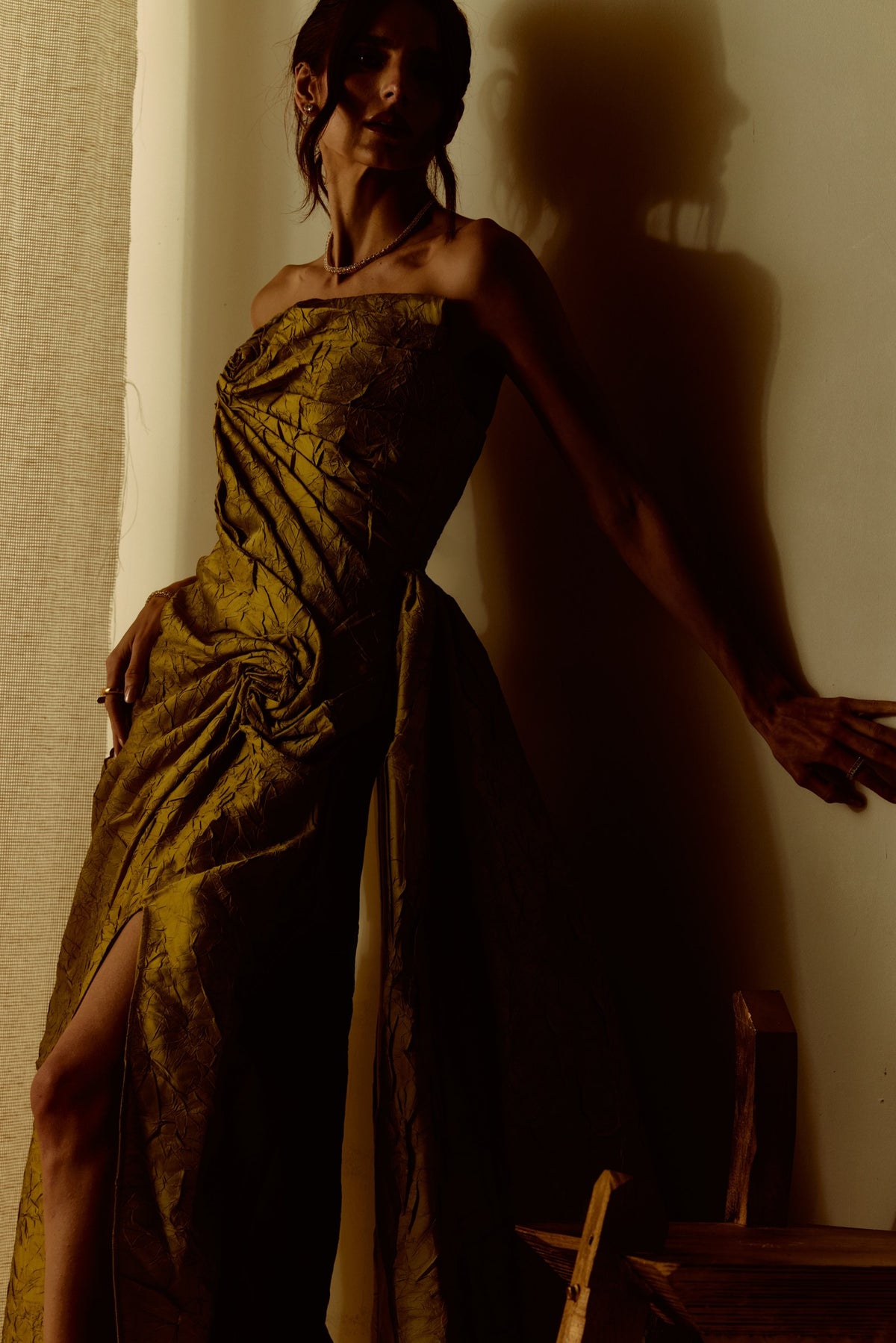 Vestido Longo Drapeado Tarik Ediz Amarelo Espectro - foto 4