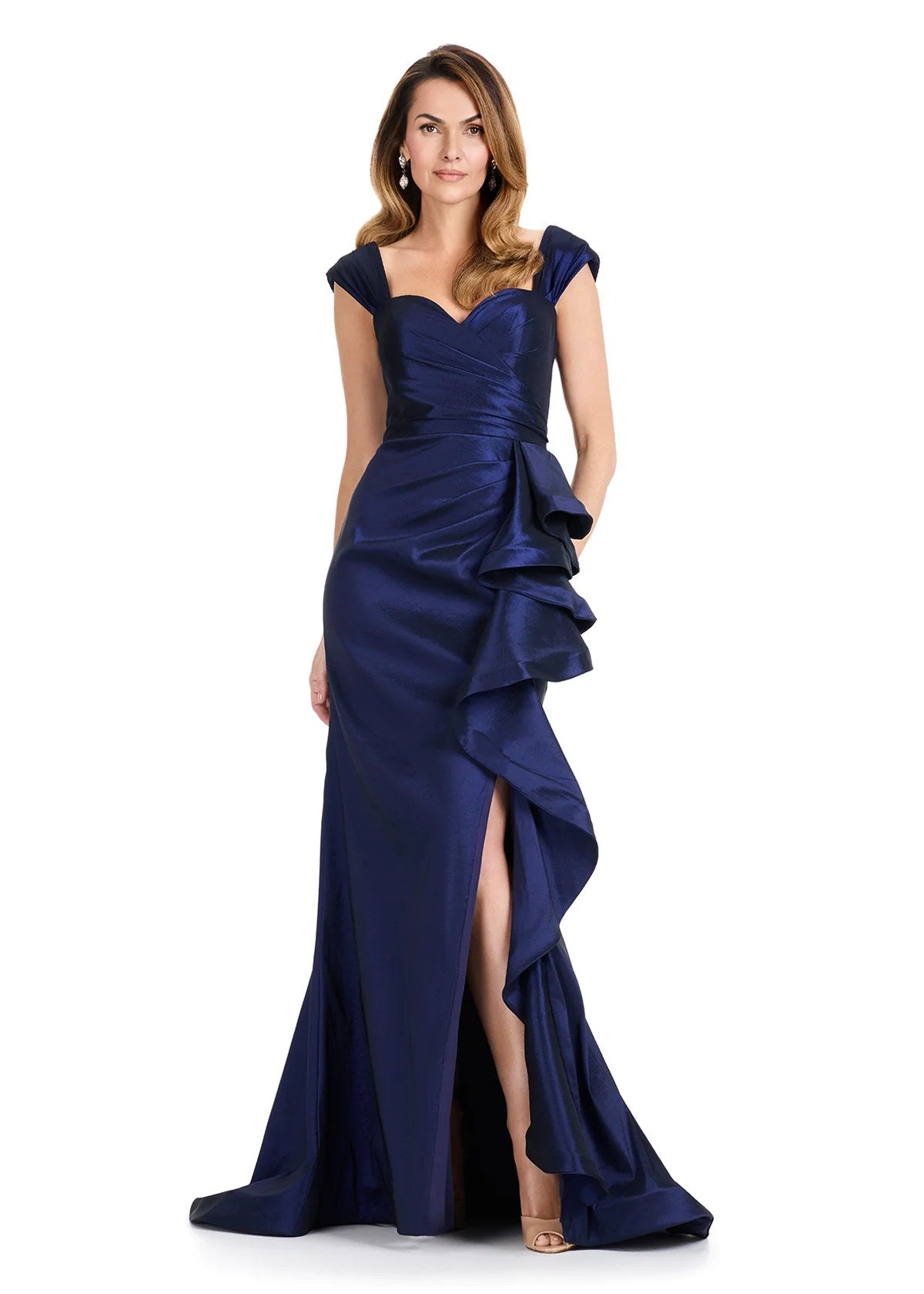 Vestido Longo Tafetá Ashley Lauren Azul Marinho - foto 1