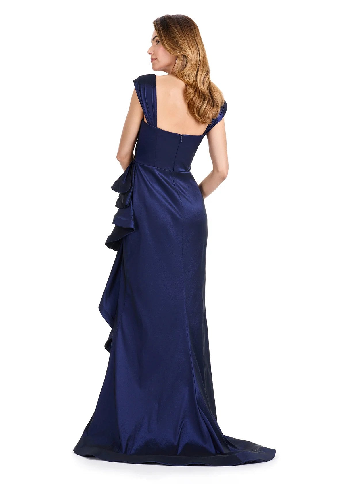Vestido Longo Tafetá Ashley Lauren Azul Marinho - foto 2