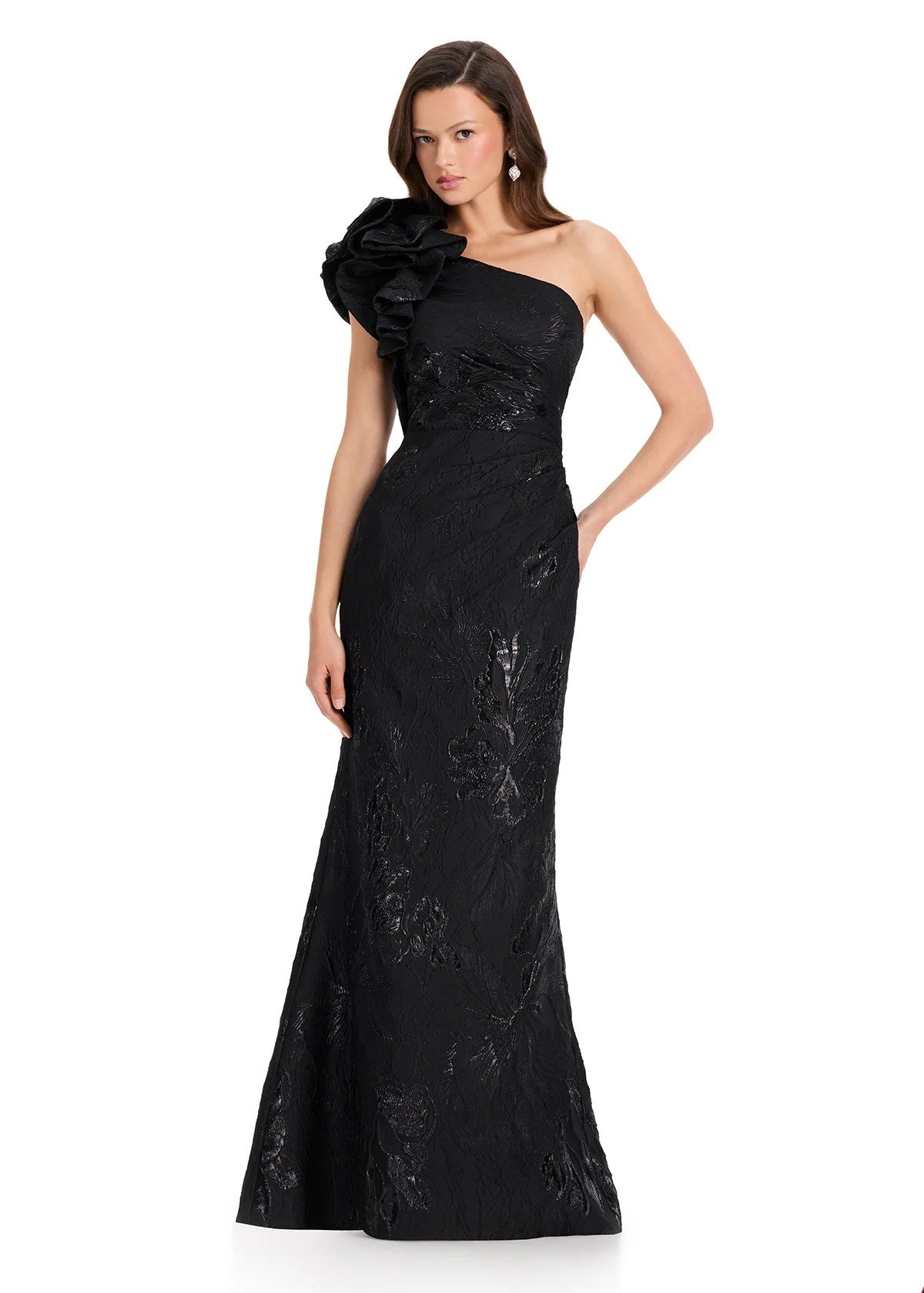 Vestido Longo Jacquard Ashley Lauren Preto - foto 1