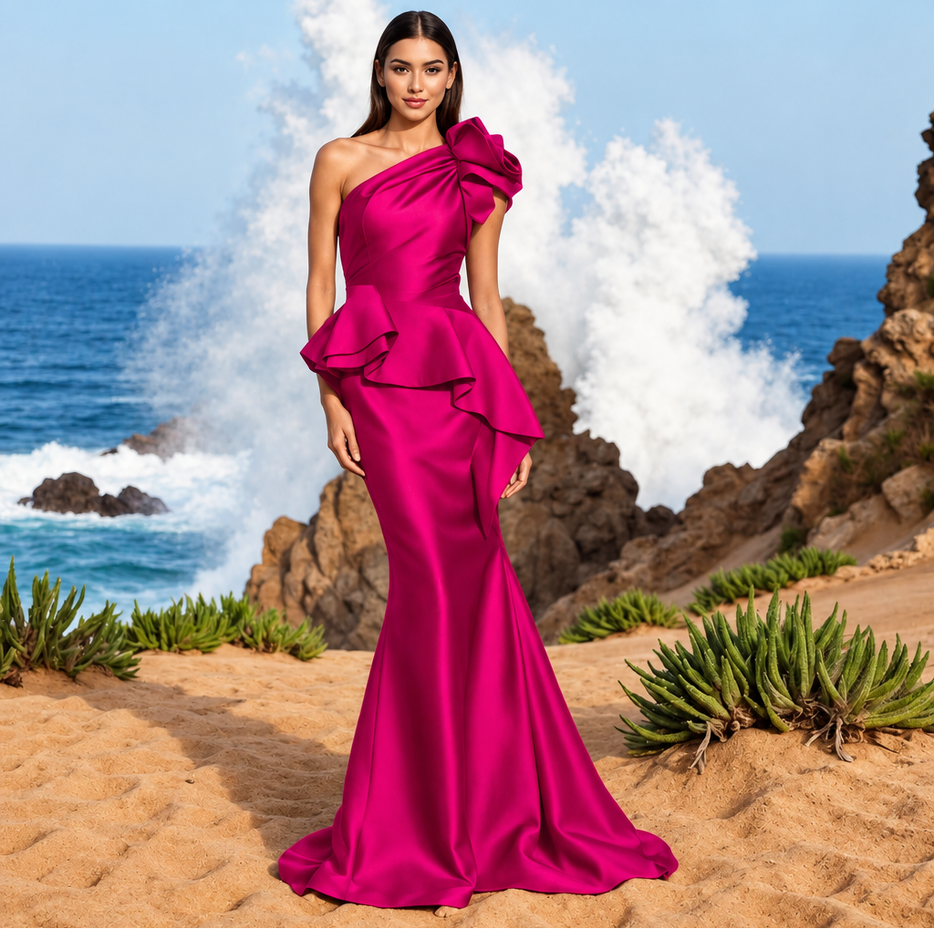 Vestido de Festa Longo Peplum Terani