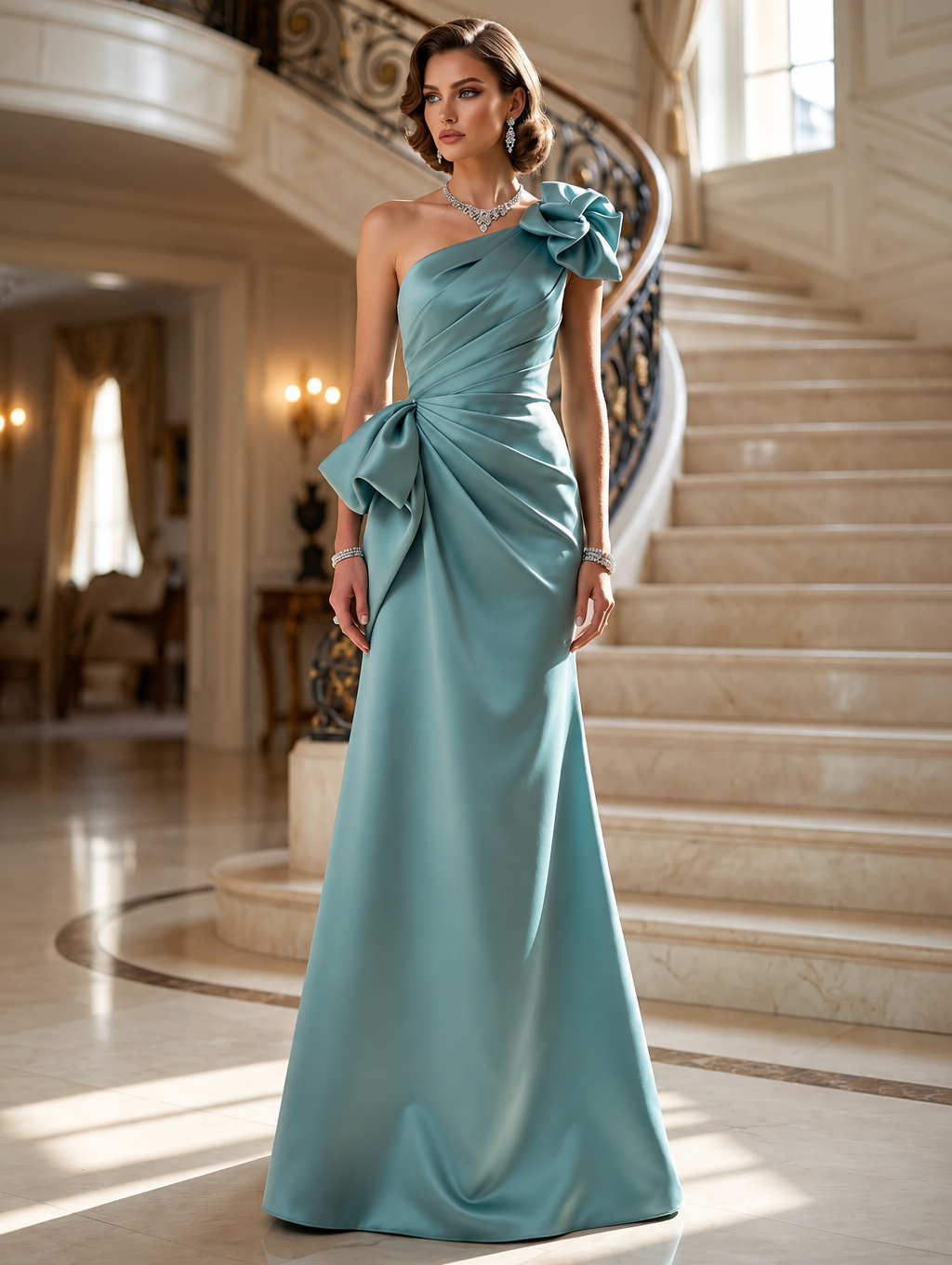 Vestido de Festa Longo Decote Assimétrico Terani