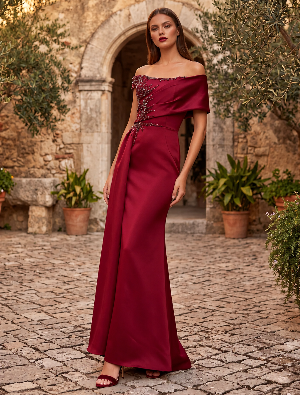 Vestido de Festa Longo Ombro a Ombro Terani