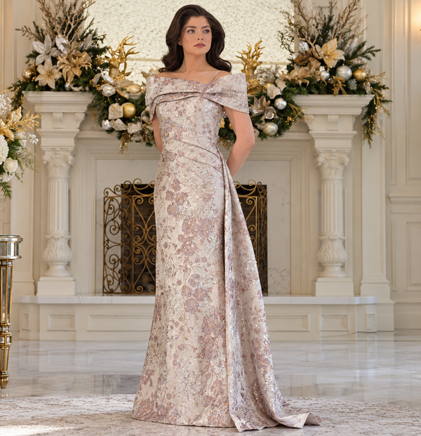 Vestido de Festa Longo Jacquard Colors