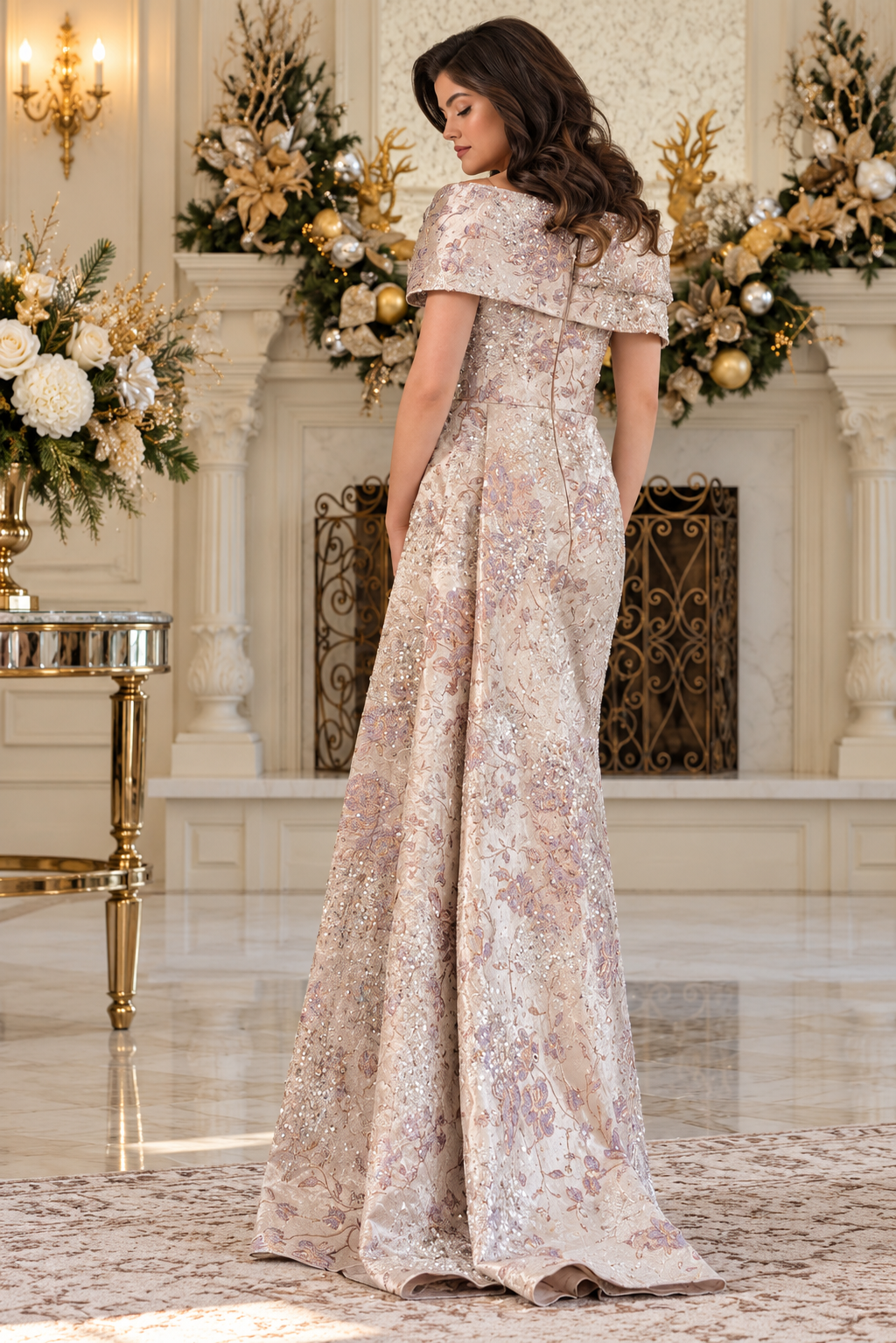 Vestido de Festa Longo Jacquard Colors