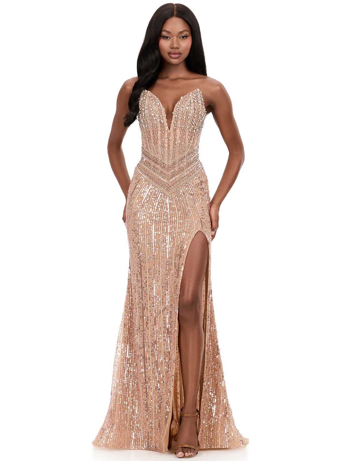 Vestido de Festa Longo Bordado Ashley Lauren