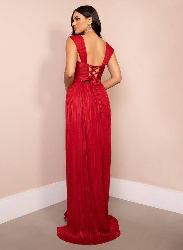 Vestido De Festa Longo Alças Finas Fenda Tarik Ediz
