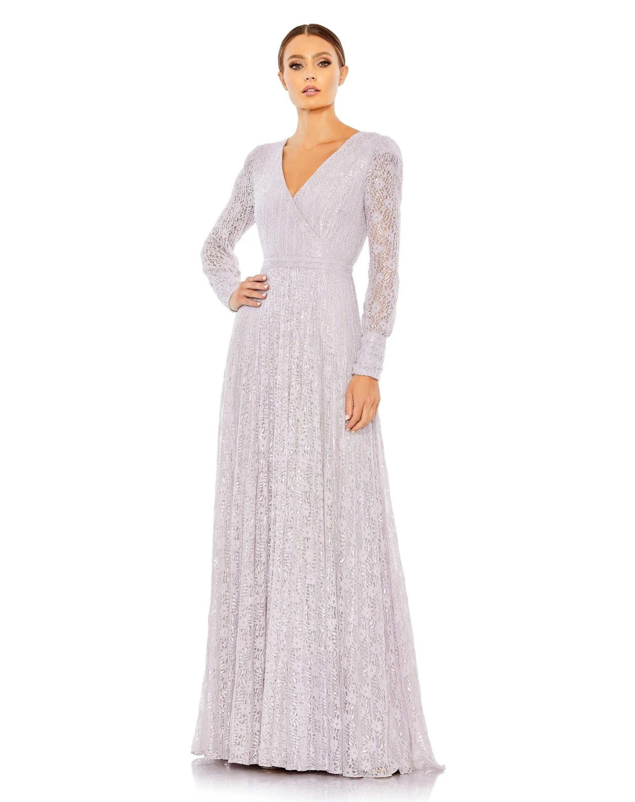 Vestido De Festa Longo Renda Decote V Mac Duggal