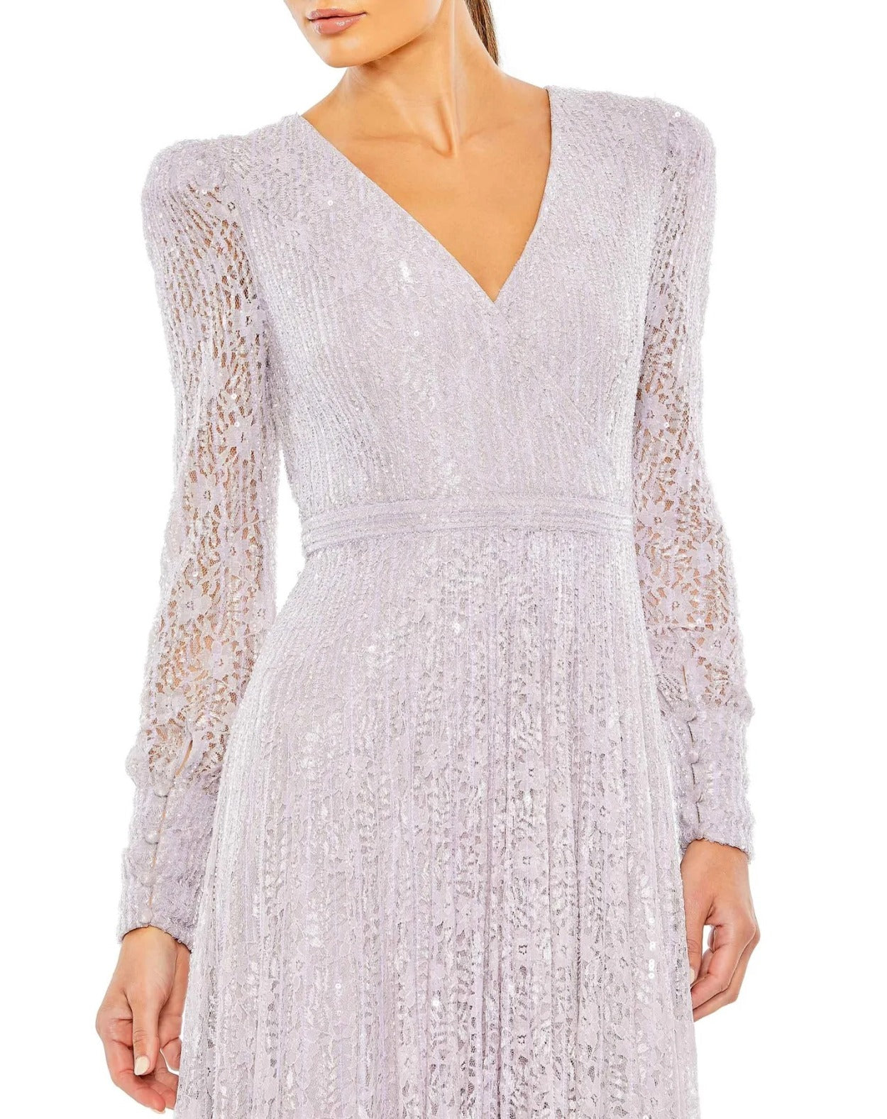Vestido De Festa Longo Renda Decote V Mac Duggal