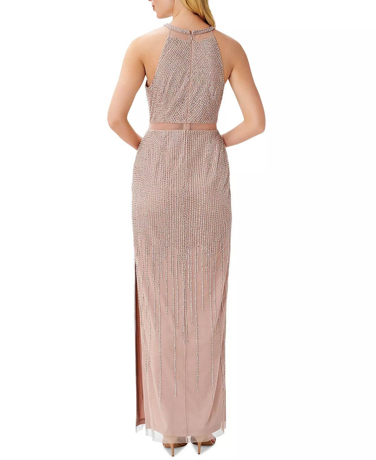 Vestido De Festa Longo Bordado Fenda Lateral Aidan Mattox
