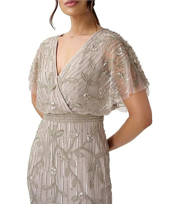 Vestido De Festa Curto Bordado Blusê Adrianna Papell
