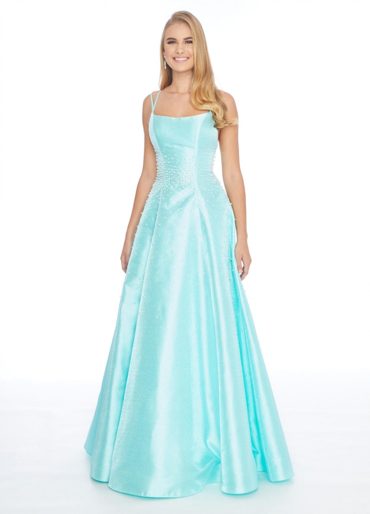 Vestido De Festa Longo Alça Fina Detalhe Pérolas Ashley Lauren